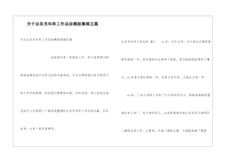 关于业务员年终工作总结模板集锦五篇