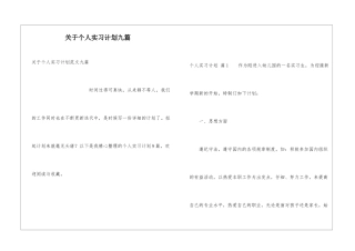 关于个人实习计划九篇
