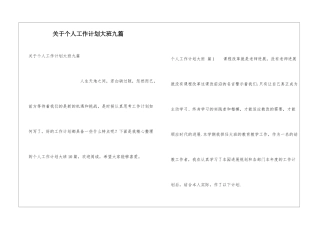关于个人工作计划大班九篇