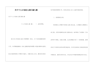 关于个人计划幼儿园汇编九篇