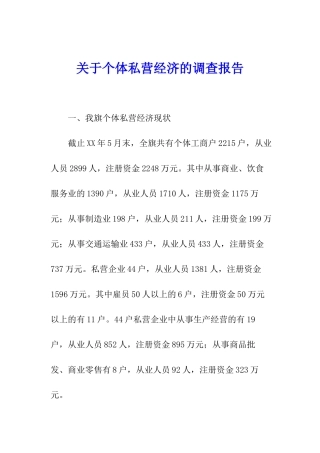 关于个体私营经济的调查报告