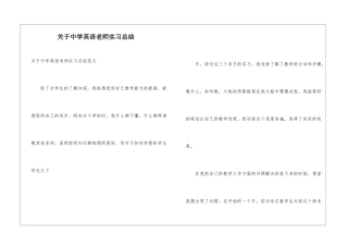 关于中学英语教师实习总结