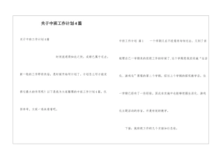 关于中班工作计划4篇