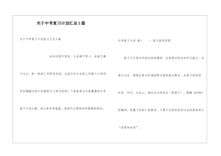 关于中考复习计划汇总5篇