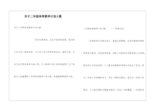 关于二年级体育教学计划3篇