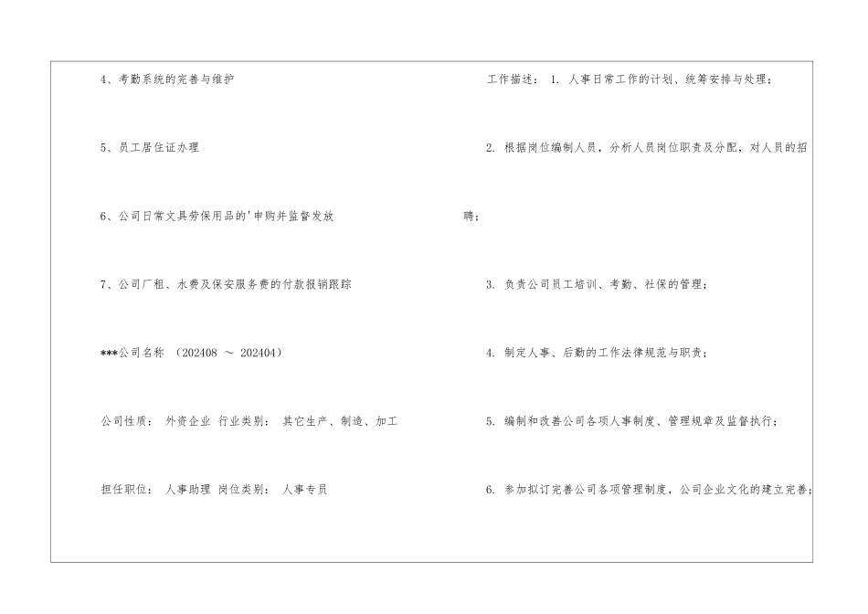 关于人事专员的个人简历_第3页