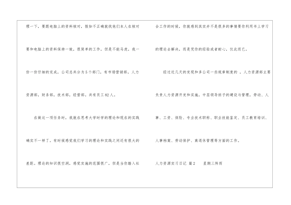 关于人力资源实习日记模板锦集9篇_第2页