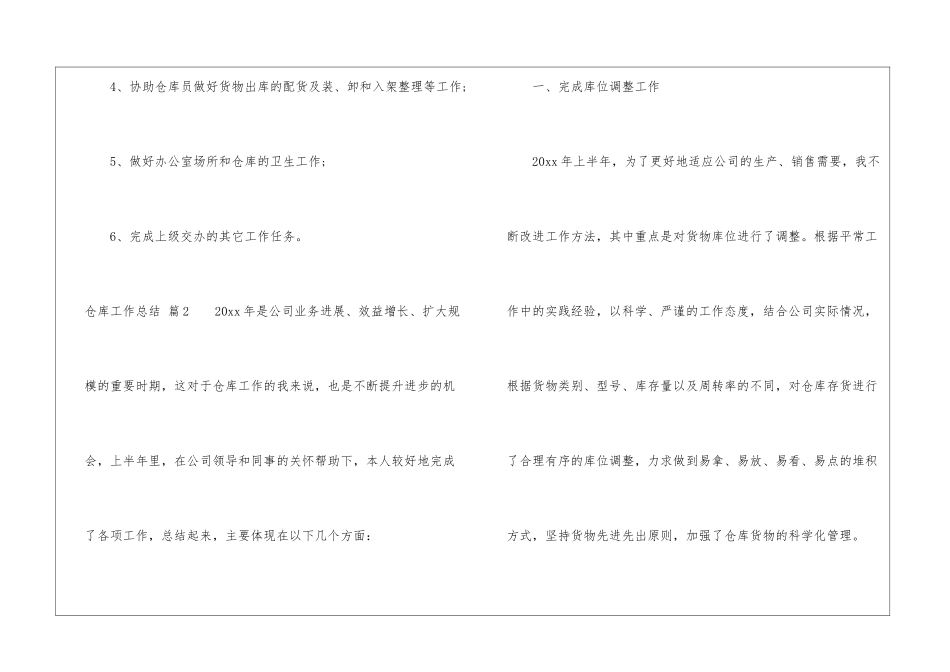 关于仓库工作总结模板汇编7篇_第2页