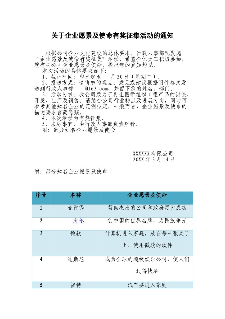 关于企业愿景及使命有奖征集活动的通知_第1页