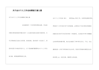 关于会计个人工作总结模板汇编九篇