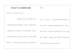 关于会计个人工作总结汇总九篇