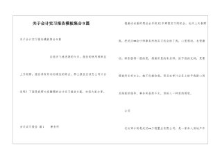 关于会计实习报告模板集合9篇