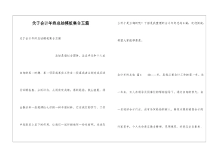 关于会计年终总结模板集合五篇