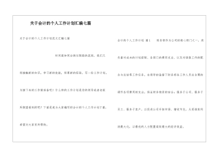 关于会计的个人工作计划汇编七篇