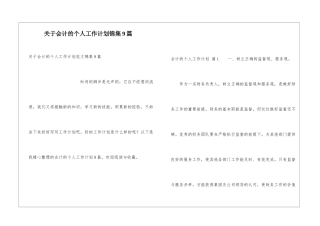 关于会计的个人工作计划锦集9篇