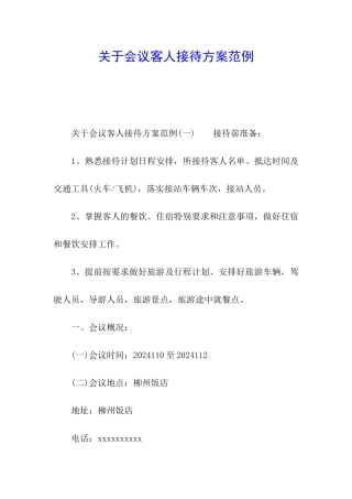 关于会议客人接待方案范例
