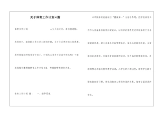 关于体育工作计划4篇