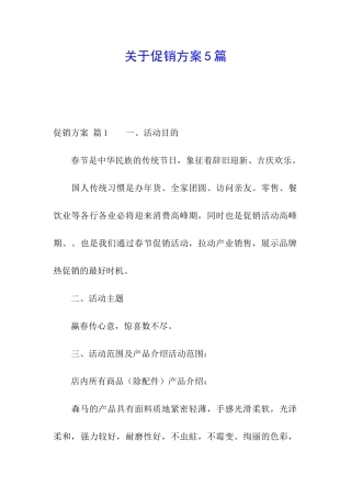 关于促销方案5篇