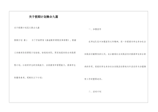 关于假期计划集合九篇