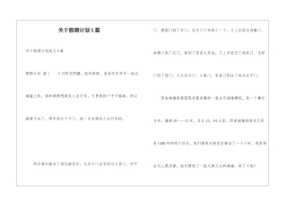 关于假期计划5篇