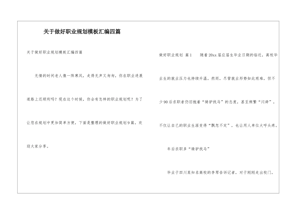 关于做好职业规划模板汇编四篇_第1页