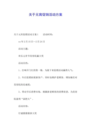 关于元宵促销活动方案
