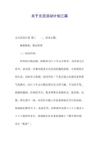 关于元旦活动计划三篇