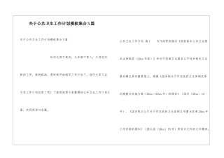 关于公共卫生工作计划模板集合5篇