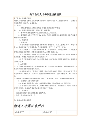 关于公司人才梯队建设的建议