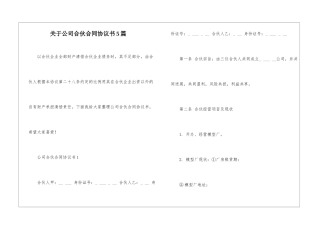 关于公司合伙合同协议书5篇