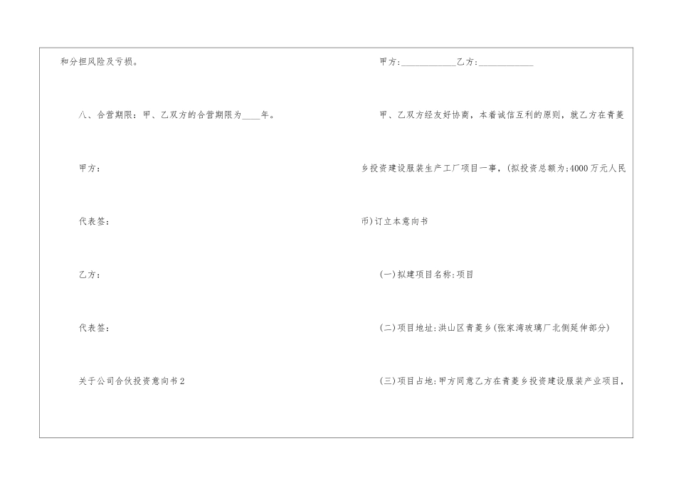 关于公司合伙投资意向书5篇_第3页
