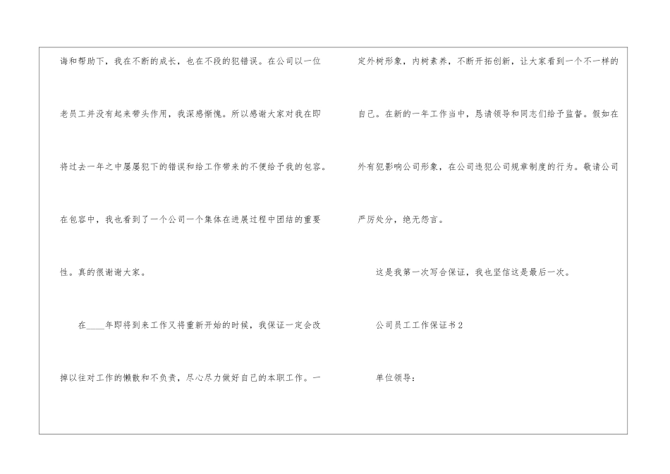 关于公司员工工作保证书7篇_第2页