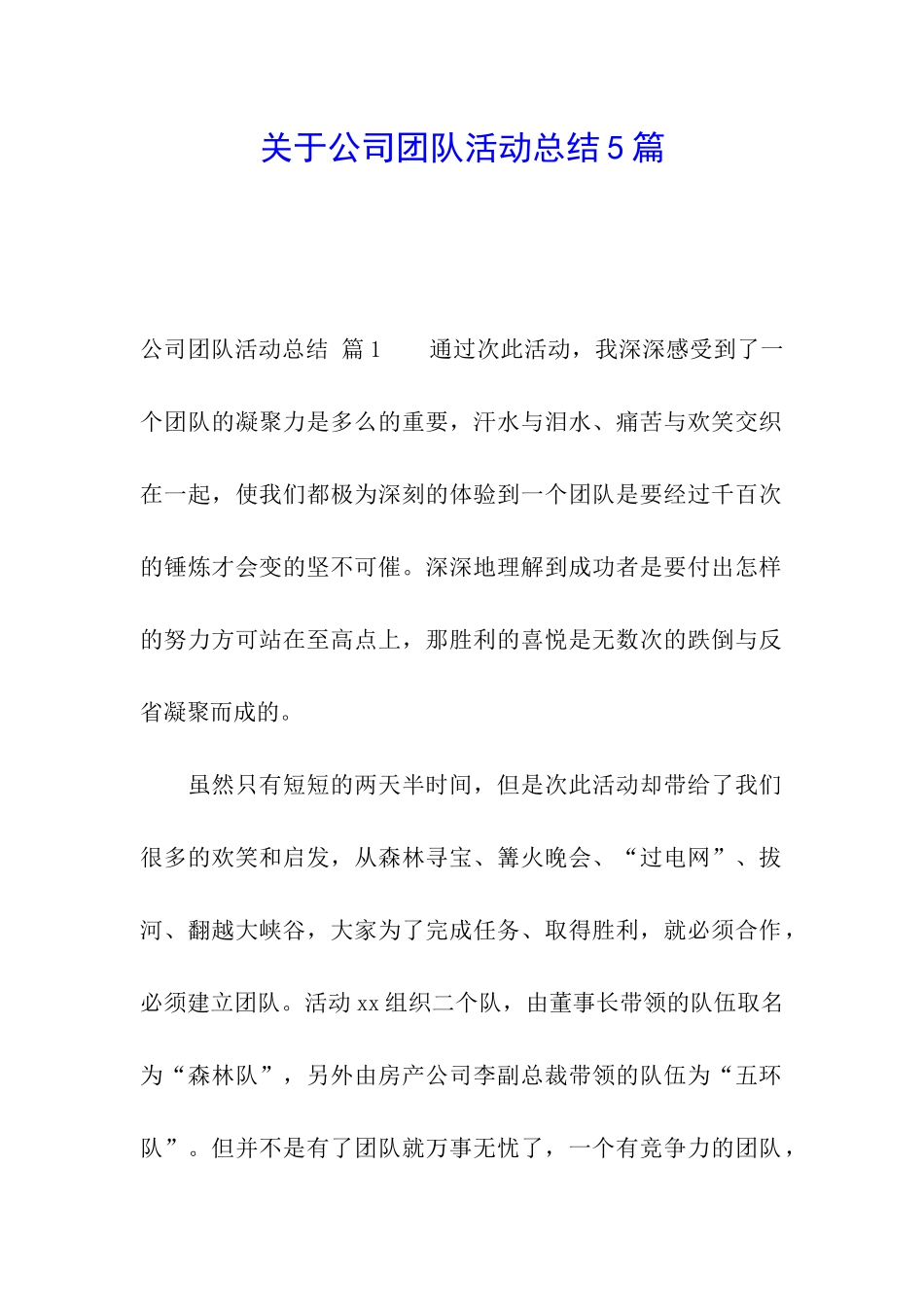 关于公司团队活动总结5篇_第1页