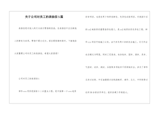 关于公司对员工的表扬信5篇