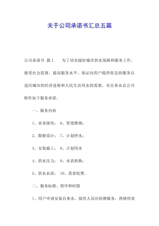 关于公司承诺书汇总五篇