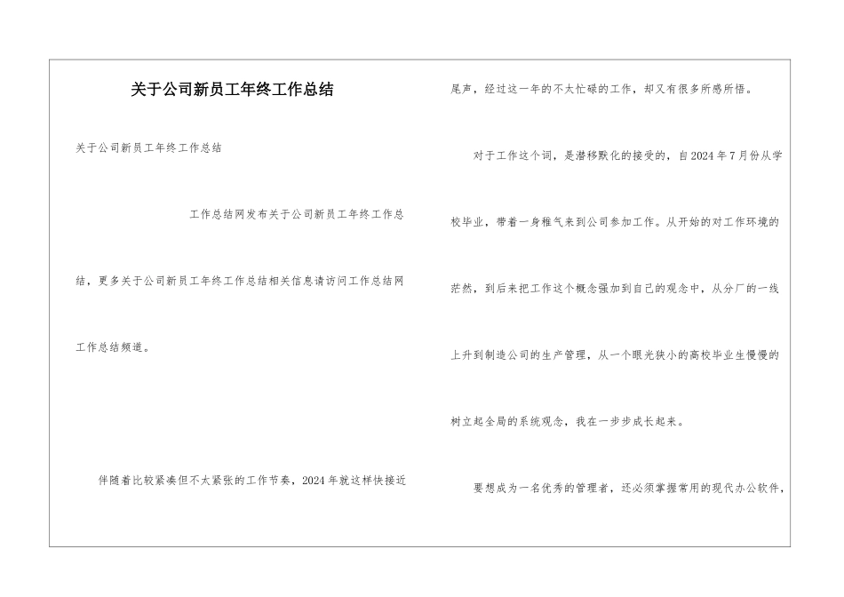 关于公司新员工年终工作总结_第1页