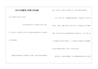 关于公司新员工年终工作总结