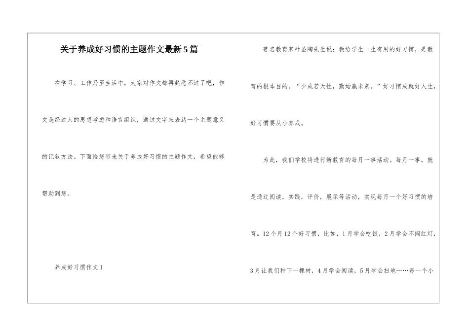 关于养成好习惯的主题作文最新5篇_第1页