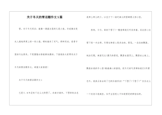 关于冬天的雪话题作文5篇