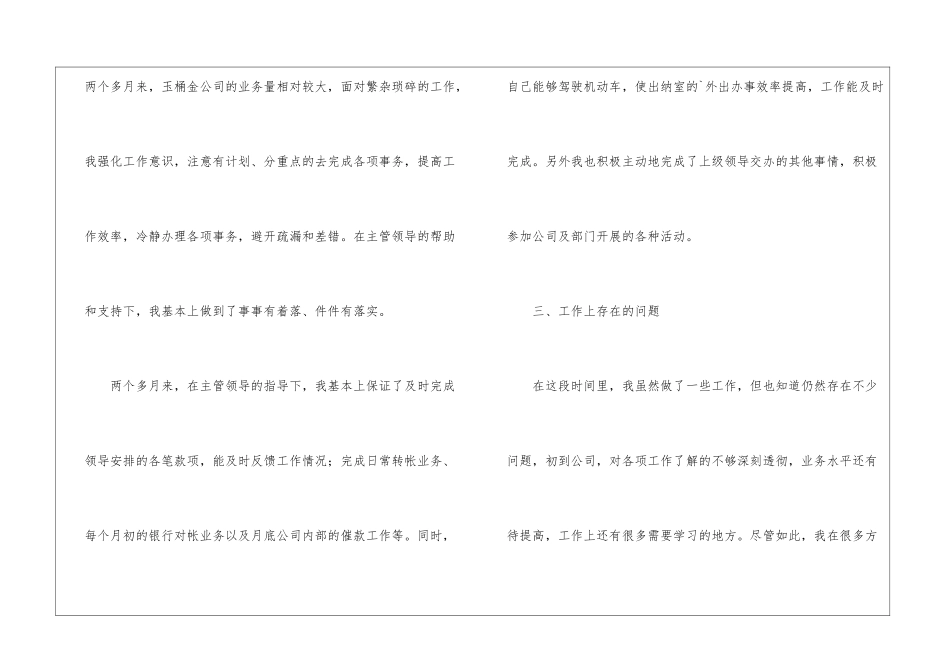 关于出纳试用期的个人工作总结_第3页