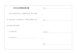 关于分公司劳动合同5篇