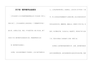 关于初一数学教学总结报告