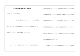 关于初中数学教学工作总结