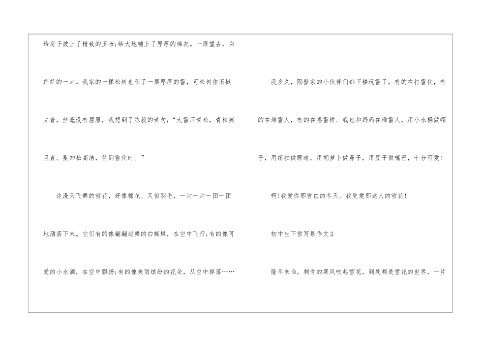 关于初中生下雪写景作文6篇_第2页