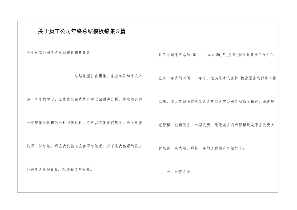 关于员工公司年终总结模板锦集5篇_第1页