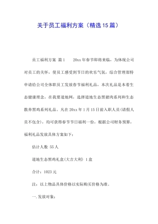 关于员工福利方案