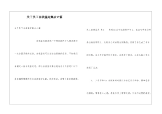 关于员工自我鉴定集合六篇