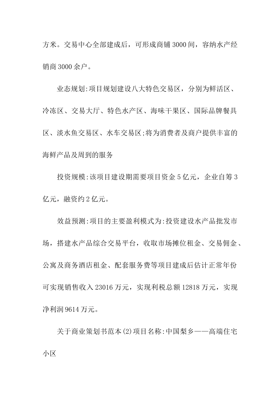 关于商业策划书范本_第2页