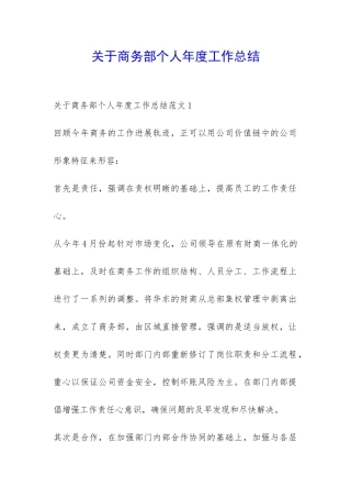 关于商务部个人年度工作总结-
