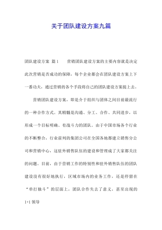 关于团队建设方案九篇